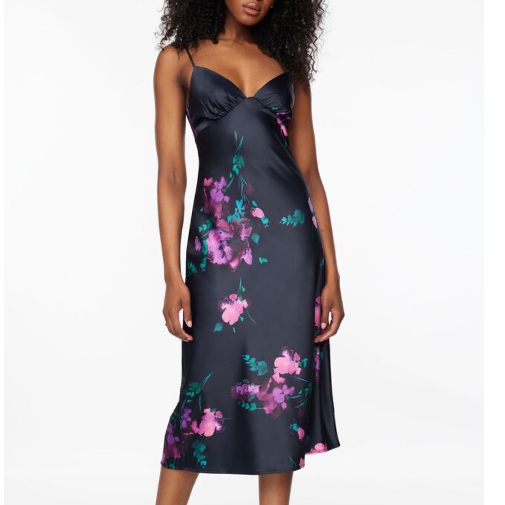 Violet Open Back Slip Midi Dress